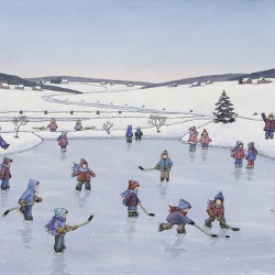 Pond Skating and Hockey Players 