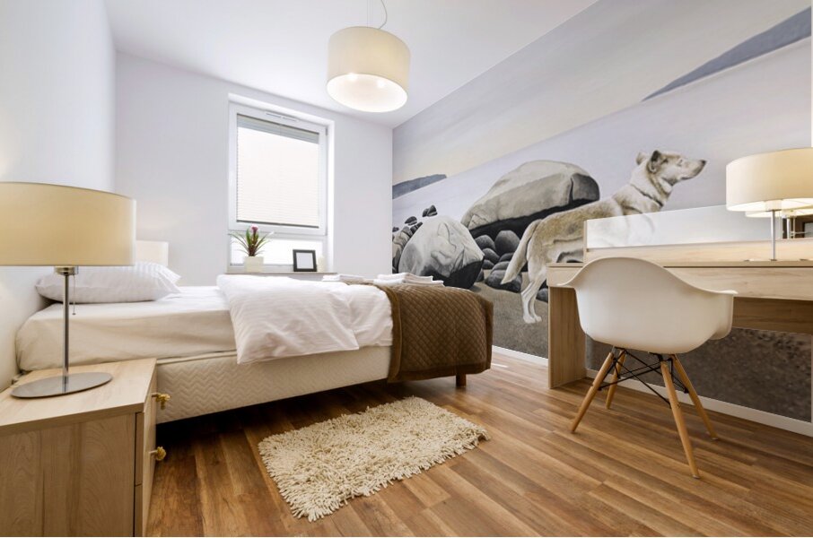  Dog on a Rocky Shore  Mural print