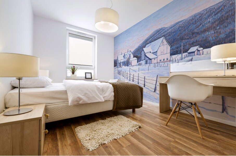 Farm House Winter Sleep  Mural print