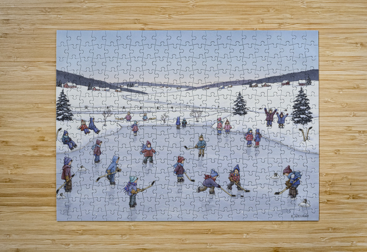 Pond Skating and Hockey Players  Elizabeth A Evans Puzzle printing